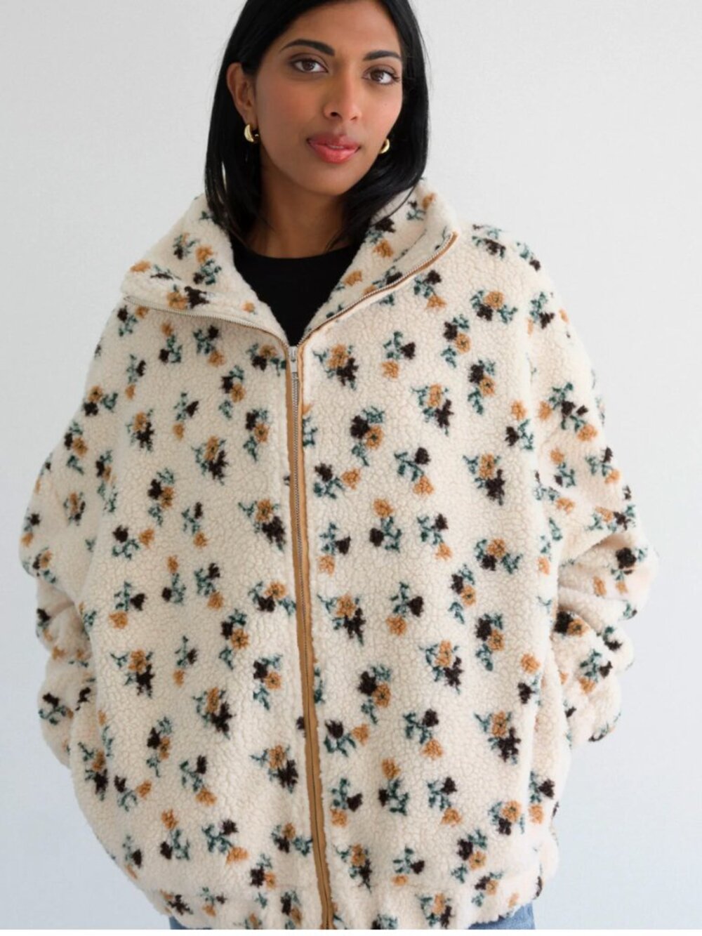 NWT Brunette the label Floral Sherpa Jacket XL/XXL